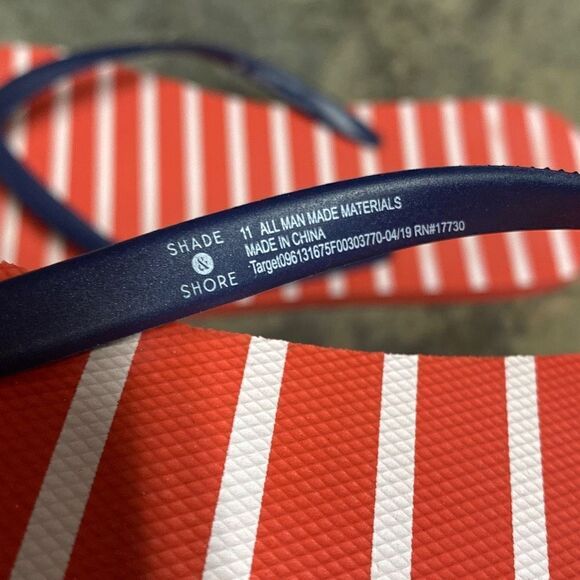 Shade & Shore Navy & Coral Flip Flops Size 11 New - Picture 3 of 3